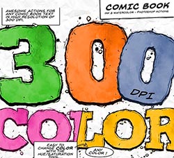 极品PS动作－漫画水墨字效(含高清视频教程)：Comic Book Ink Actions - 300 DPI
